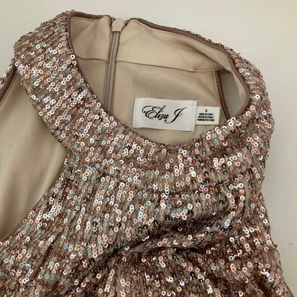 ELIZA J Sequined Zippered Halter Blouson Dress - Picture 9 of 14